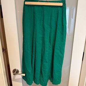 Emerald Green Women's Silk Maxi Skirt - Flowing Solid A-Line